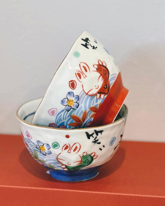 Yudachi 清流桜うさぎ Rice Bowl Pair Set(Gift Box)