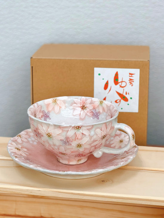 Yuzuriha Flower coffee cup set白絵花紋(Gift Box)