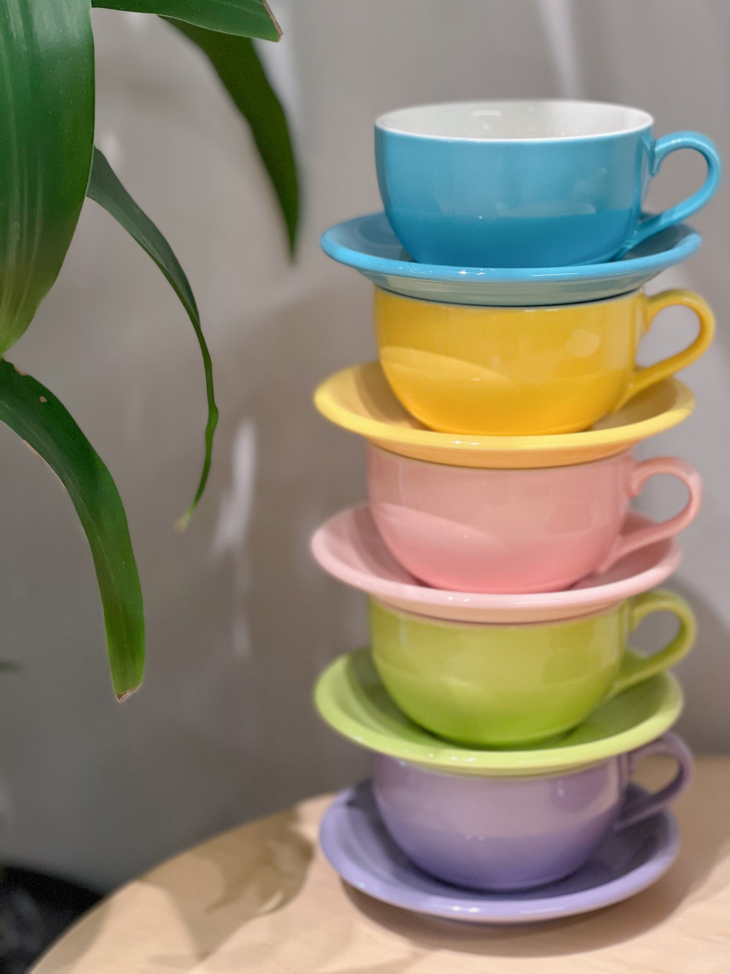 8oz ORIGAMI Latte Cups and Saucers - various colors – Slow Pour Supply