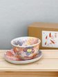 Yuzuriha Flower tea cup saucer set 紅彩花間取(Gift Box)