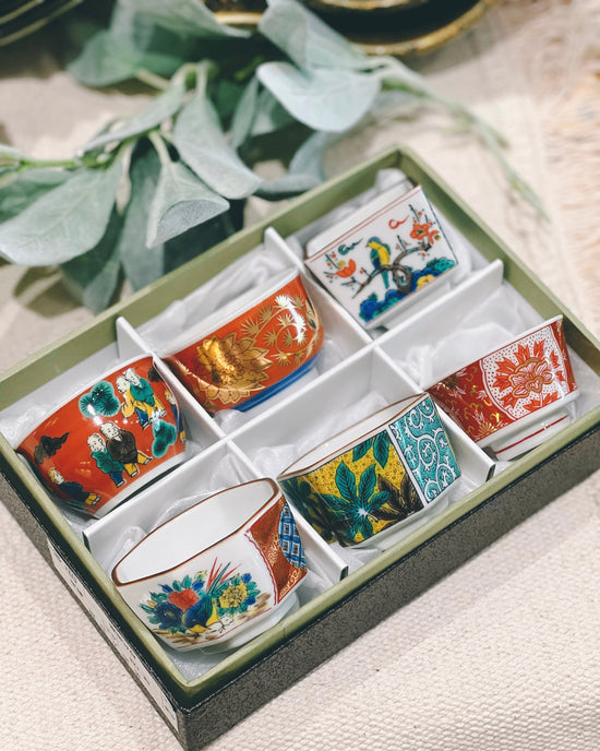 Kutani ware Traditional Sake set 6pcs