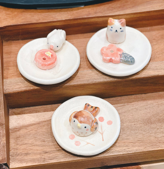 Seto ware Incense Holder(Gift Box)Kitty/Bunny/Owl