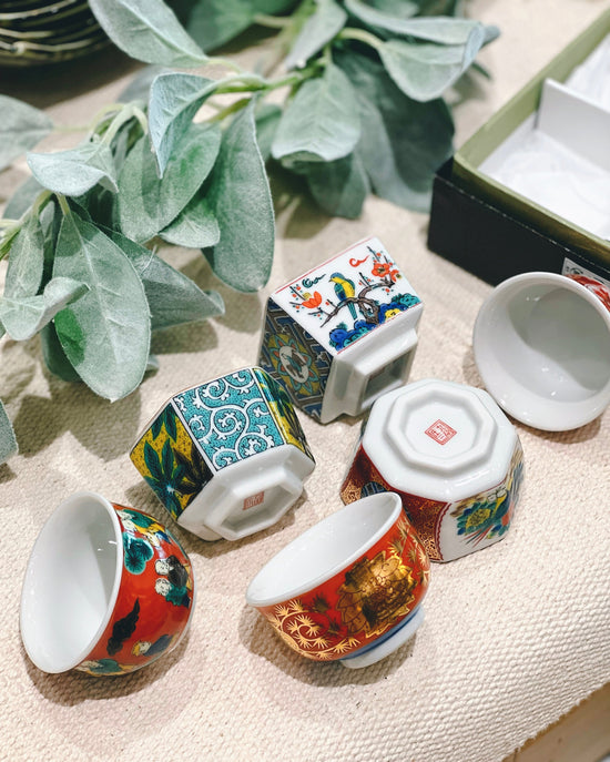 Kutani ware Traditional Sake set 6pcs