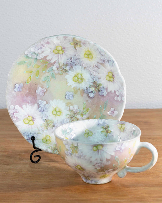 Yuzuriha Flower coffee cup set 白絵花化粧(Gift box)