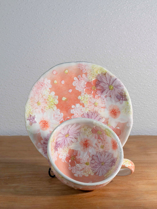 Yuzuriha Flower coffee cup set 紅彩花雅(Gift box)