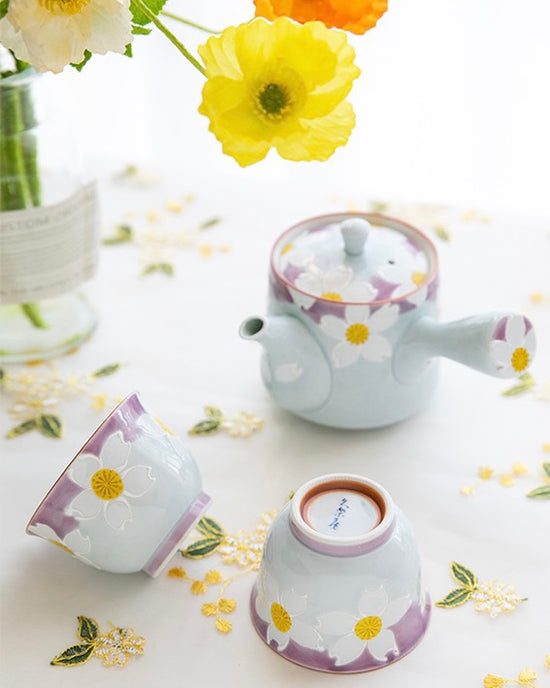 Arita ware Purple Flower Teapot Set(Gift Box)