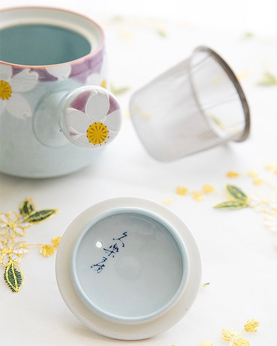 Arita ware Purple Flower Teacup Set(Wooden Box)