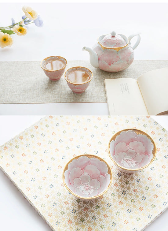 Arita ware Peony Pink Gold Teapot L size Set(Gift Box)