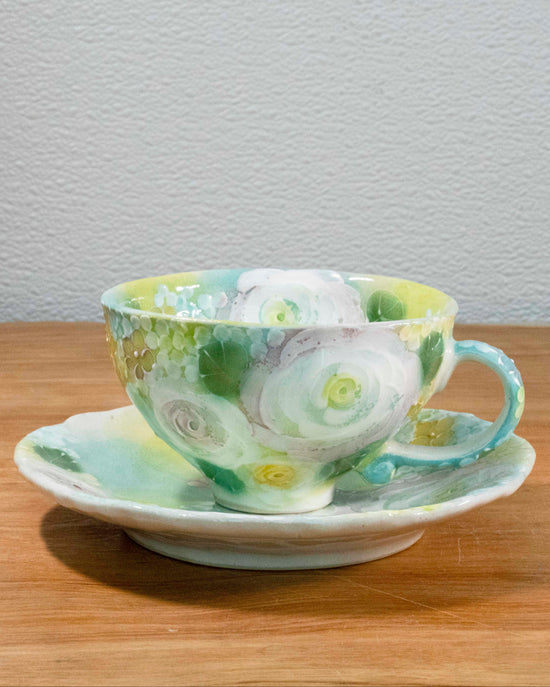 Yuzuriha Flower coffee cup set 緑彩ブーち(Gift Box)